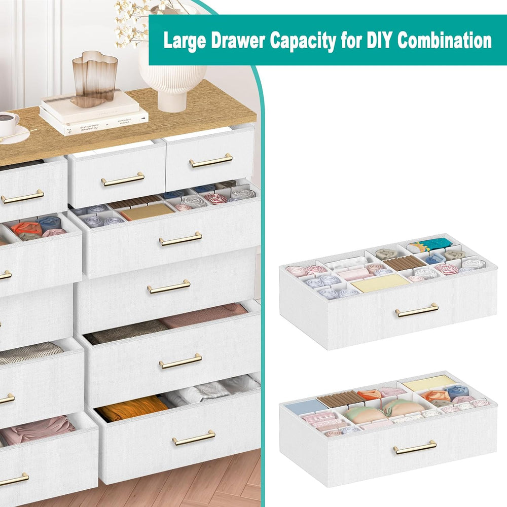 VASICAR Dresser for Bedroom with 12 Deep Drawers, Wide Chest of Drawers