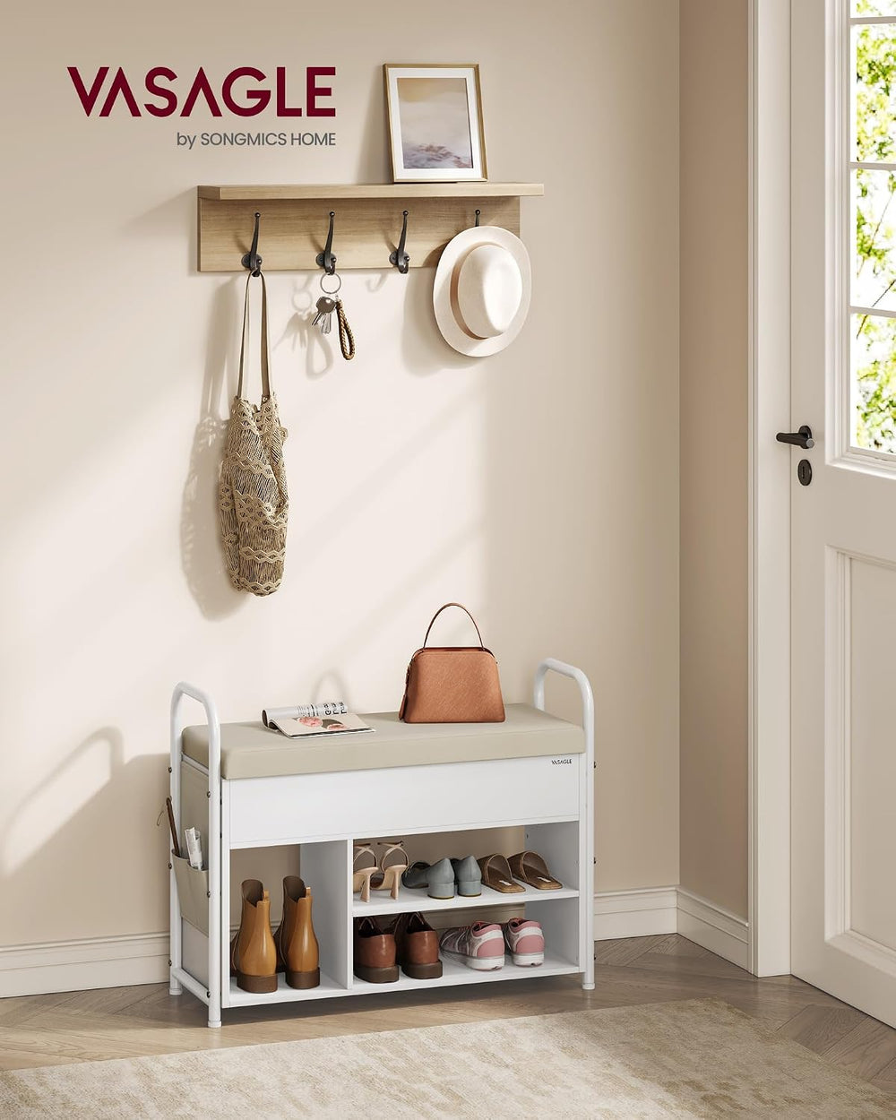 VASAGLE Shoe Bench, Shoe Rack, Inner Storage Under the Lid
