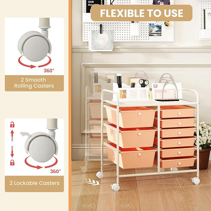 GOFLAME 9-Drawer Rolling Storage Cart, Mobile Utility Cart