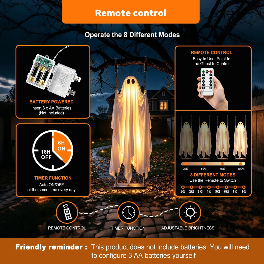 Halloween Hanging Swinging Ghost Decorations with Lights & 200lb
