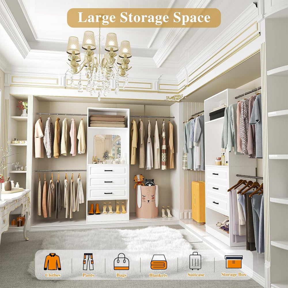 Unikito 48" - 96" W Closet System with Mirror and 3 Extendable Hang...