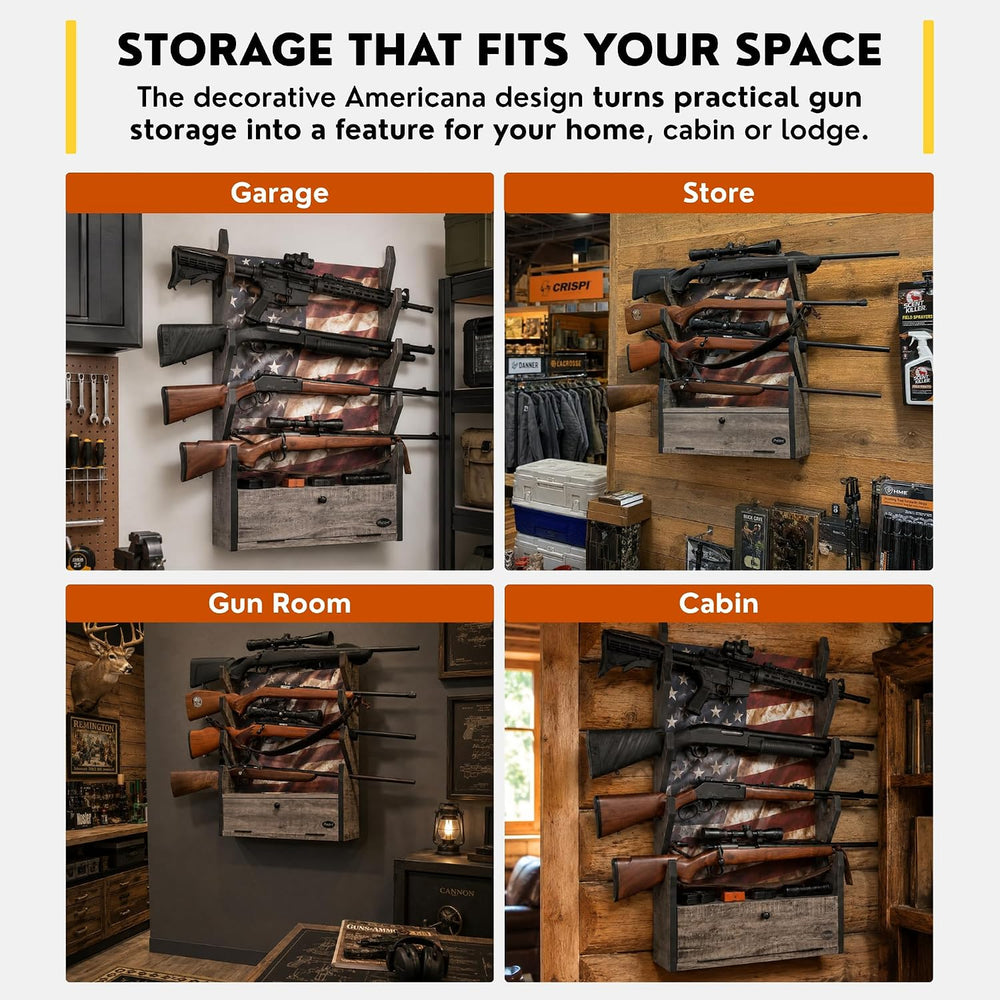 Rush Creek Creations Engineered Wood Gun Rack, Gun Rack for Walls, Racks