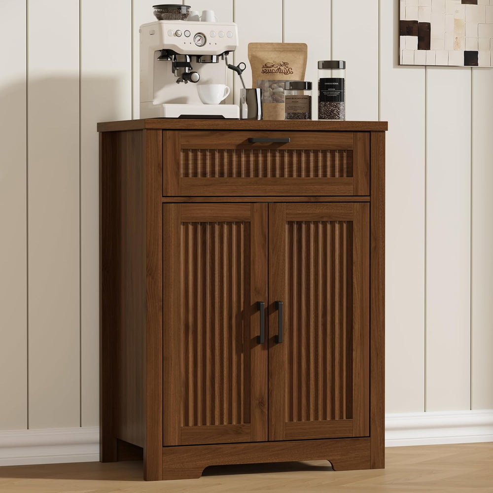 Buffet Cabinet with Storage Drawer, Farmhouse Coffee Bar Table with Storage D...