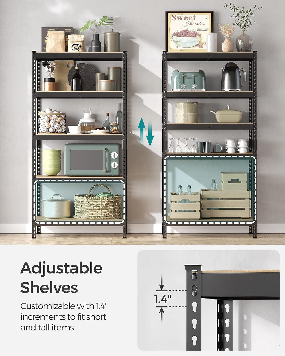 SONGMICS 5-Tier Storage Shelves, Load 2310 lb, Garage Storage, Boltless Assem...