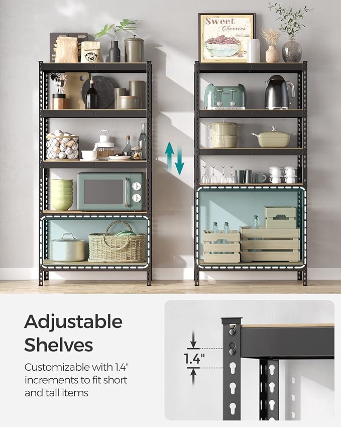 SONGMICS 5-Tier Storage Shelves, Load 2310 lb, Boltless Assembly, Adjustable ...