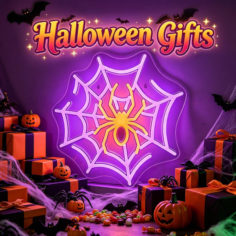 Spider Neon Signs Halloween Decorations, Anime Led Neon Lights Wall Decor