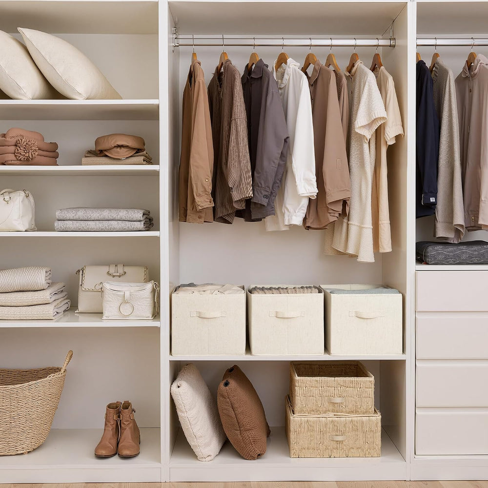 StorageWorks Closet Storage Bins, Beige (Cotton-Linen), Extra Large