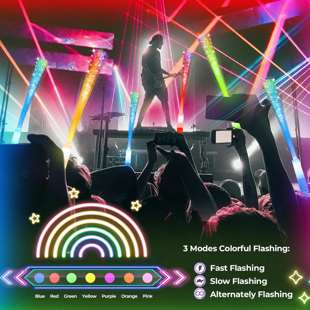 28 PCS Glow Fiber Wands Sticks, LED Light Wands, Halloween Glow in The Dark P...
