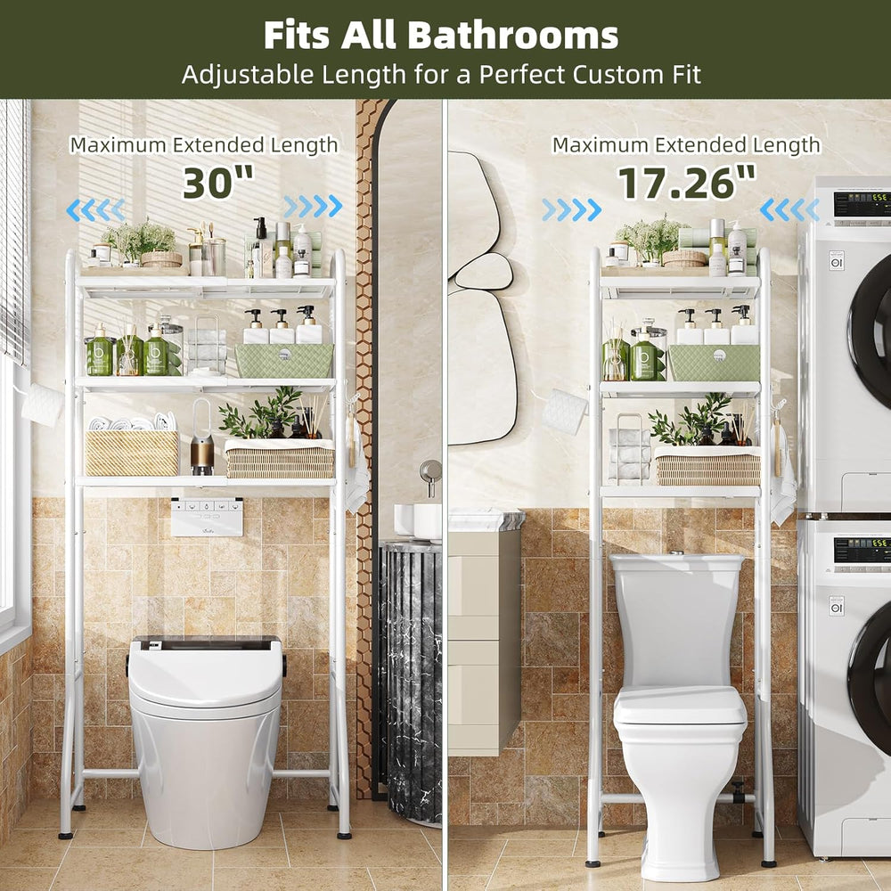 Simple Trending Expandable Over The Toilet Storage Rack, Metal 3 Tier Bathroo...