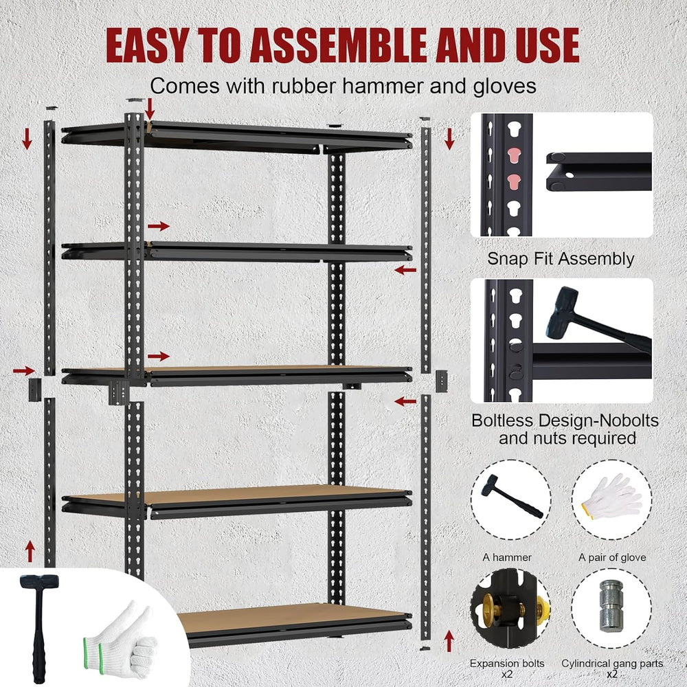 72" H Garage Shelving Heavy Duty, Metal Garage Storage Shelves