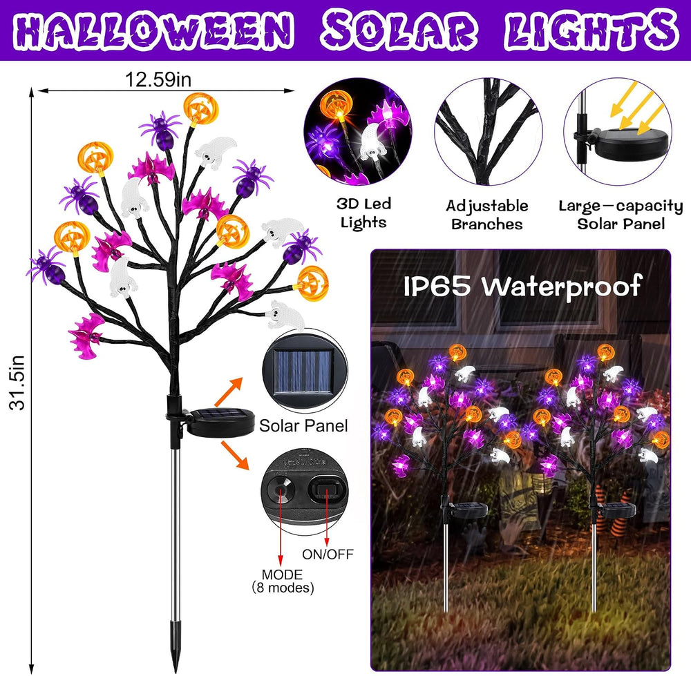 Halloween Decorations Outdoor Solar Lights, 2 Pack Halloween Lights Outdoor S...