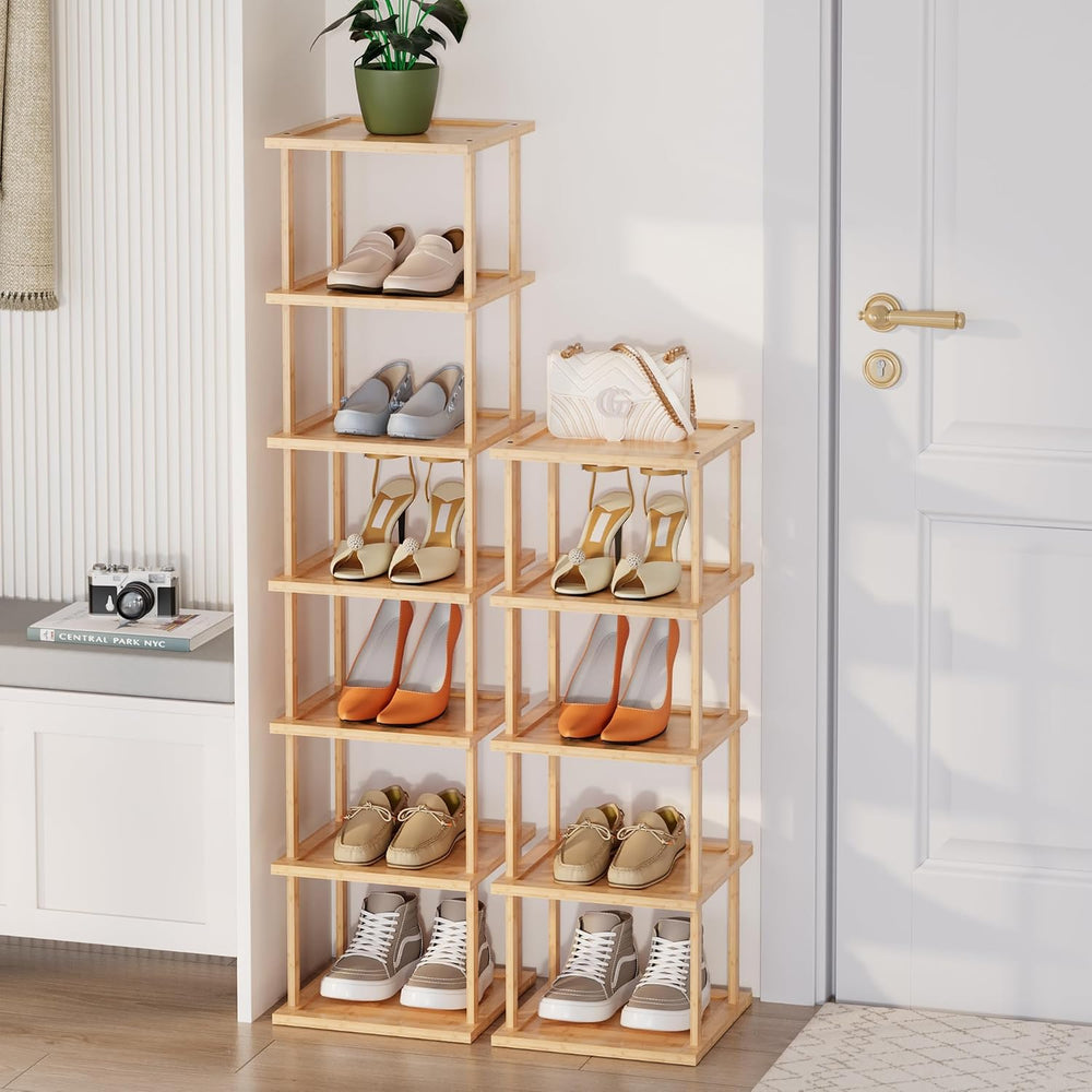 Vertical Tall Shoe Rack Organizer for Entryway -12 Tier Free Standing Slim Na...