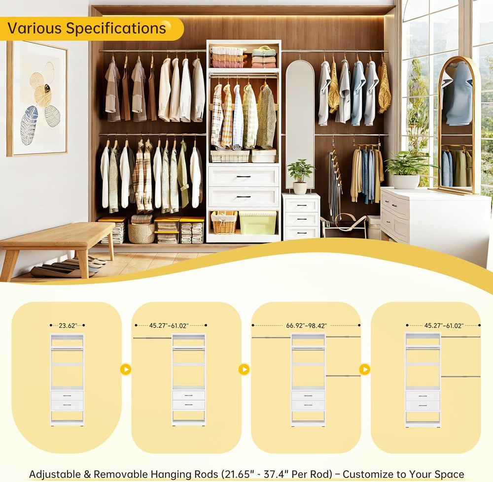 2 Pack 79" H Walk-in Closet System with 4 Expandable Hanging Rods