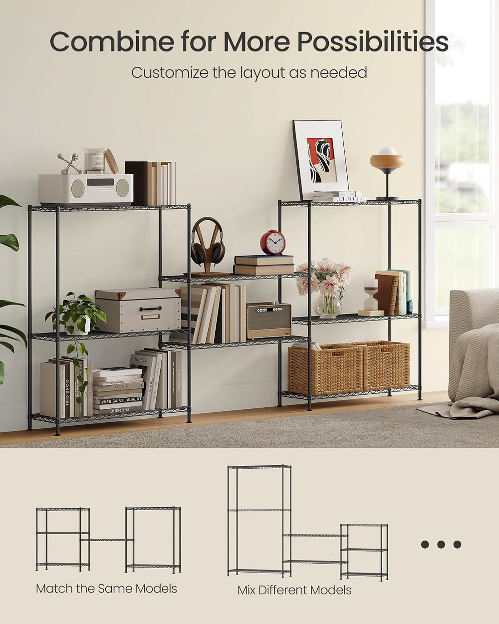SONGMICS 4-Tier Bathroom Shelf, Storage Rack for Small Space