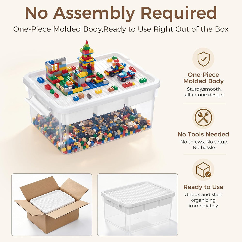 Citylife 17 QT Plastic Storage Box Building Baseplate Lid Removable Tray