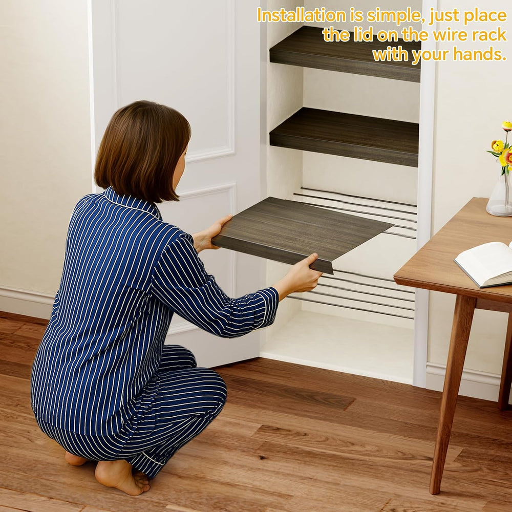 6 PCS Wire Rack Covers for Pantry Wood Grain, 33''W * 16''D (...