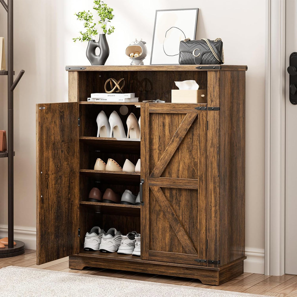6-Tier Shoe Cabinet Holds Up to 20 Pairs, Entryway Shoe Rack, Brwon