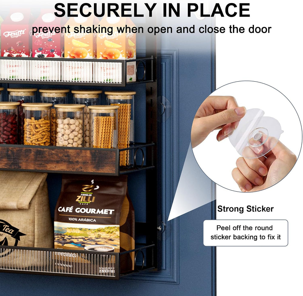 8 Tier Pantry Door Organizer Spice Rack, 2-IN-1 Wall Mount or Hanging Over Do...