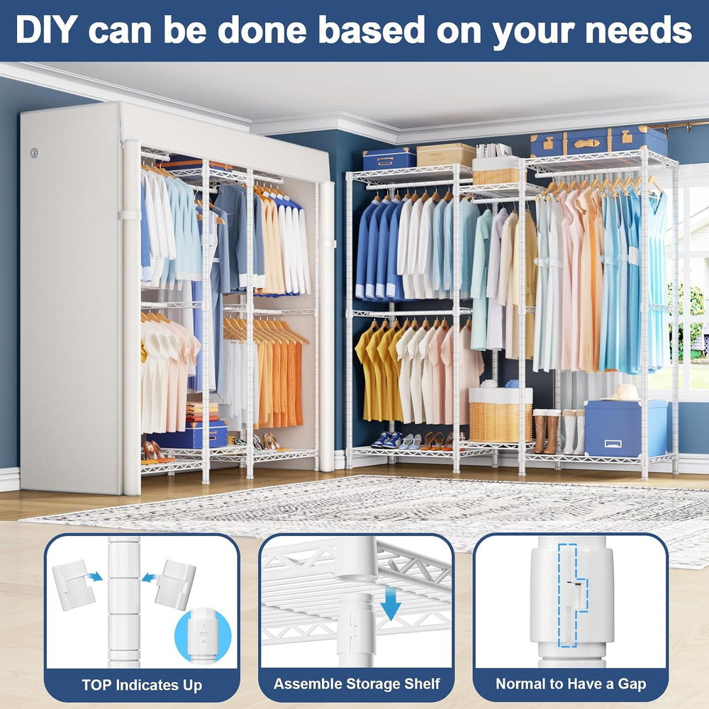Ulif E12C Heavy Duty Closet Organizer System，Freestanding Clothing Rack, Adju...