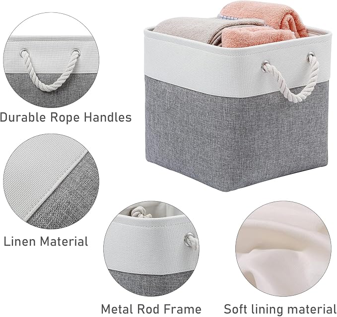 12 x 12 Inch Cube Storage Bins, 6 Pack Large Collapsible Fabric Storage Bin