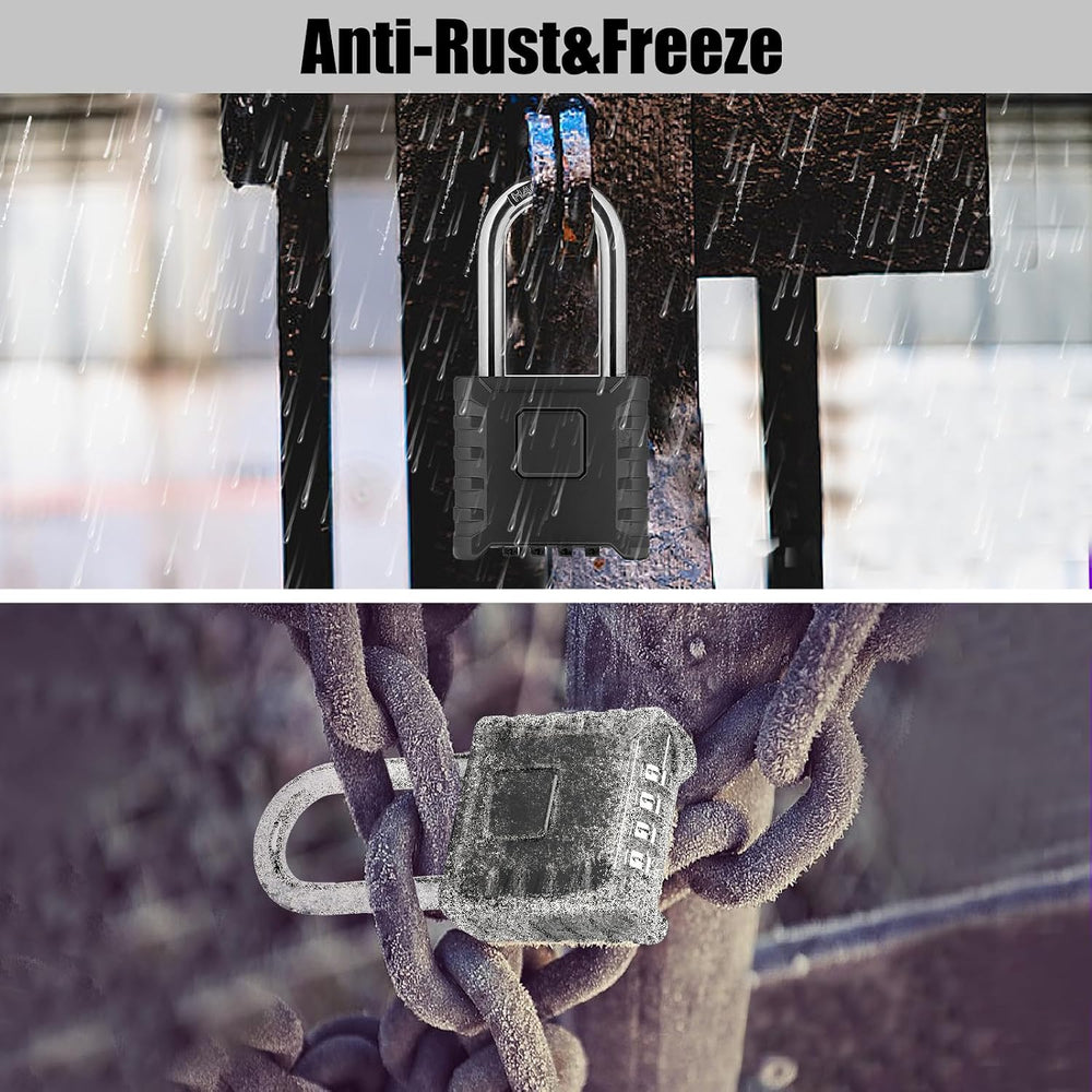 2 Pack disecu Heavy Duty Long Shackle 4 Digit Combination Lock, One Touch Unl...