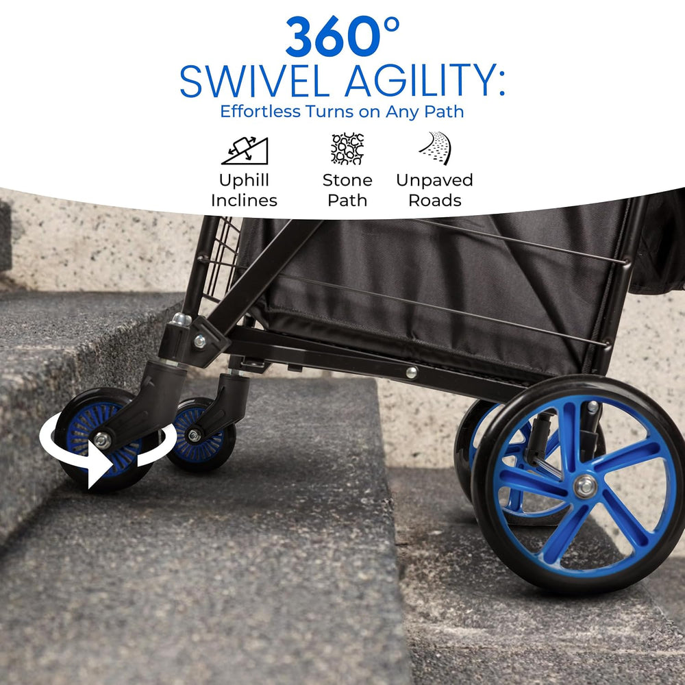 SereneLife Small Compact Folding Shopping Cart with Removable Waterproof Line...