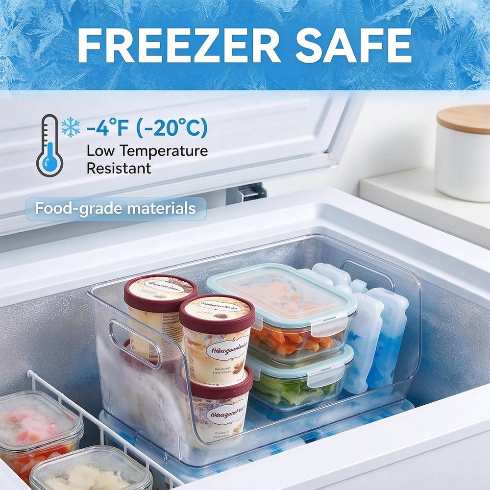 4-Pack Stackable Pantry Organizers and Storage, Clear Fridge Organizer Bins