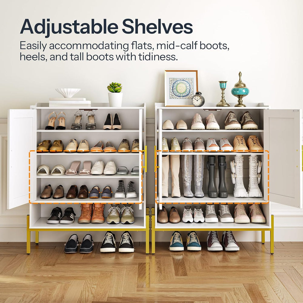 HOOBRO Shoe Cabinet, 5-Tier Shoe Storage Organizer with Doors, Wooden Shoe Ca...