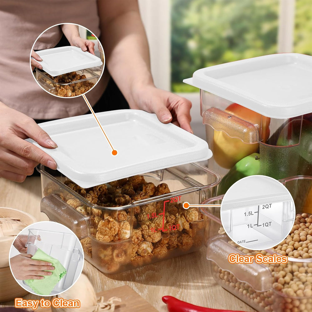 Suclain 8 Pcs Food Storage Container with Lids Set 2qt and 4qt Square Clear C...