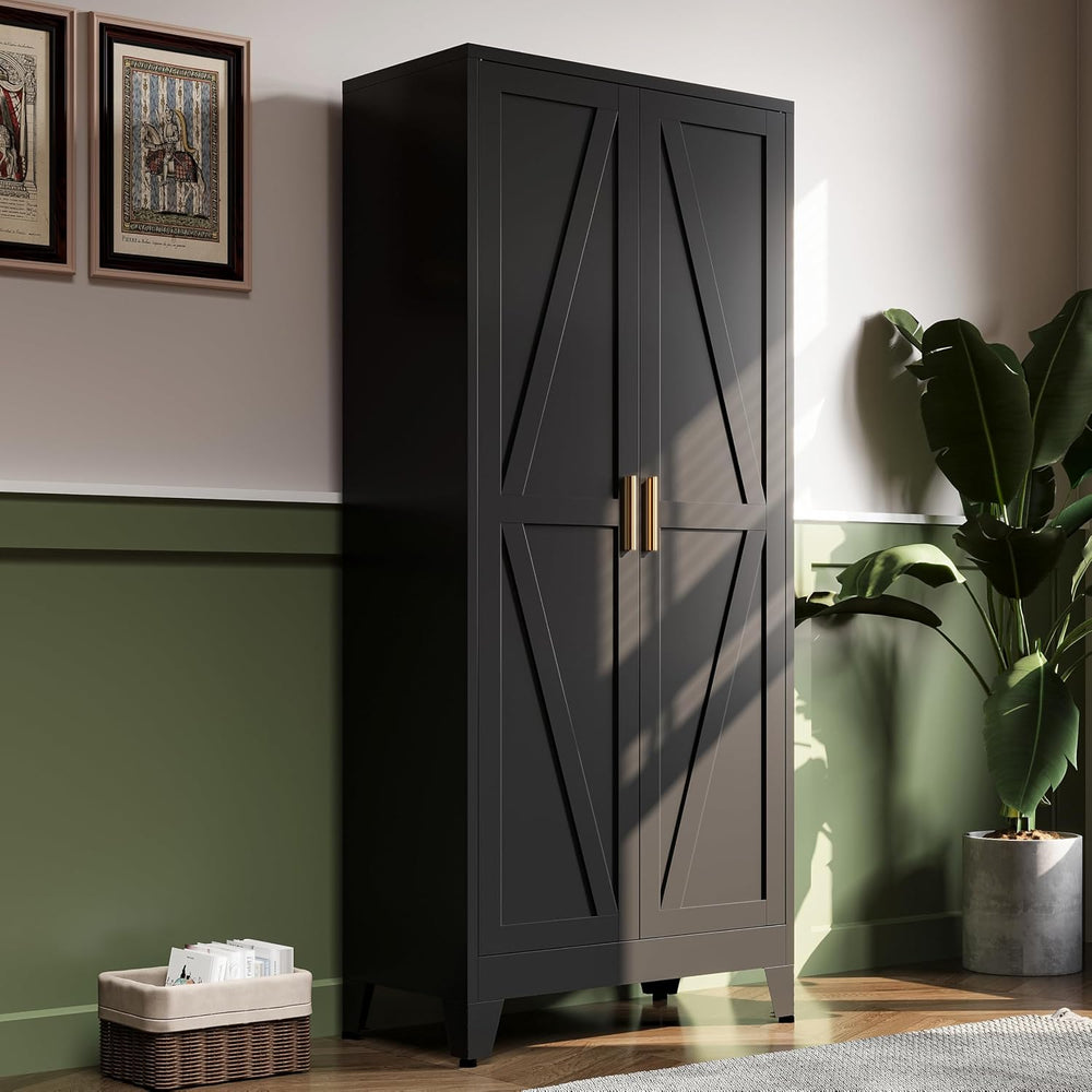 61"H Black Pantry Kitchen Cabinet with Doors,Black Storage Cabinets,Free...