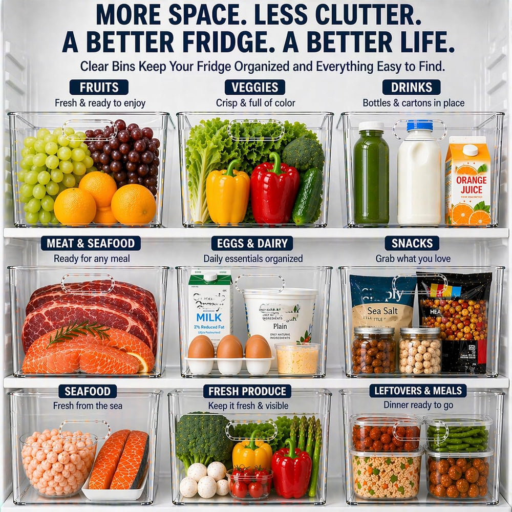 MOONEDGE 4 Pack Clear Plastic Storage Bins 11x8x6in Storage Containers