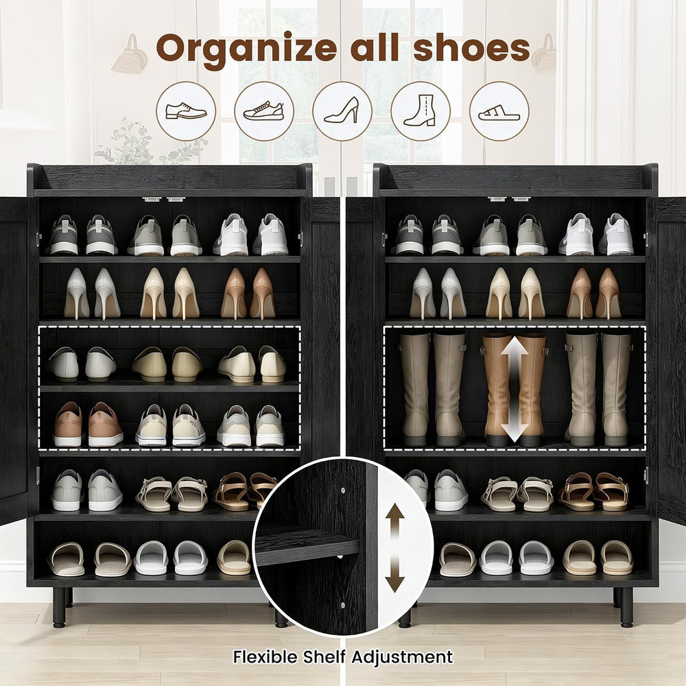 Miereirl 6-Tier 3 Doors Shoe Storage Cabinet, 45" Tall Entryway Shoe Sto...