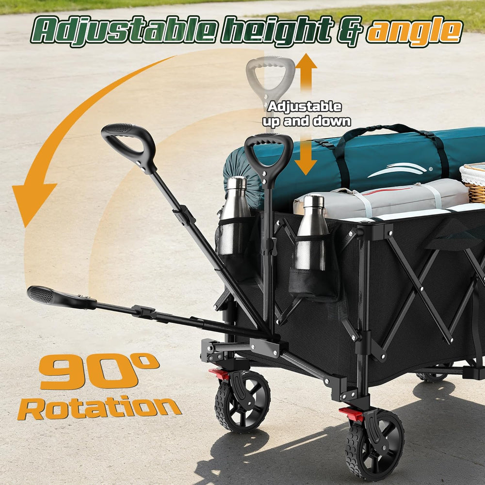 Wagons Carts Foldable,Collapsible Wagon with Wheels,450LBS Heavy Duty Beach W...