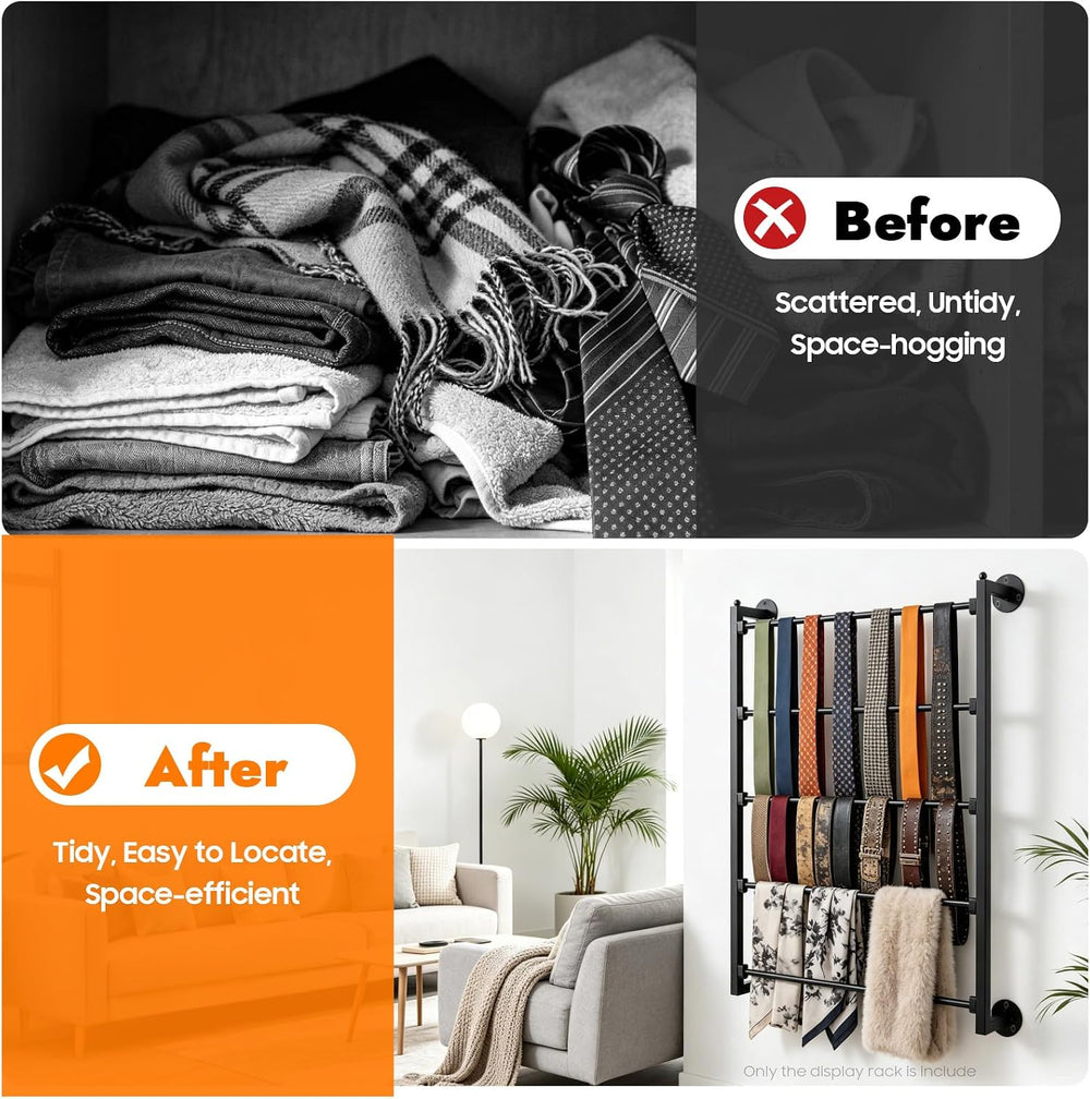 TFCFL 5 Tier Wall Mounted Scarf Rack, Retail Display Tie & Scarf, Belt To...