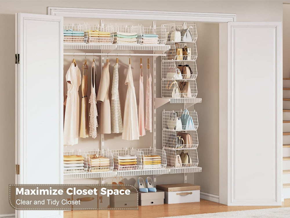 4" Extra Deeper Foldable Hanging Closet Organizer, Small Wire Cabinet Sh...