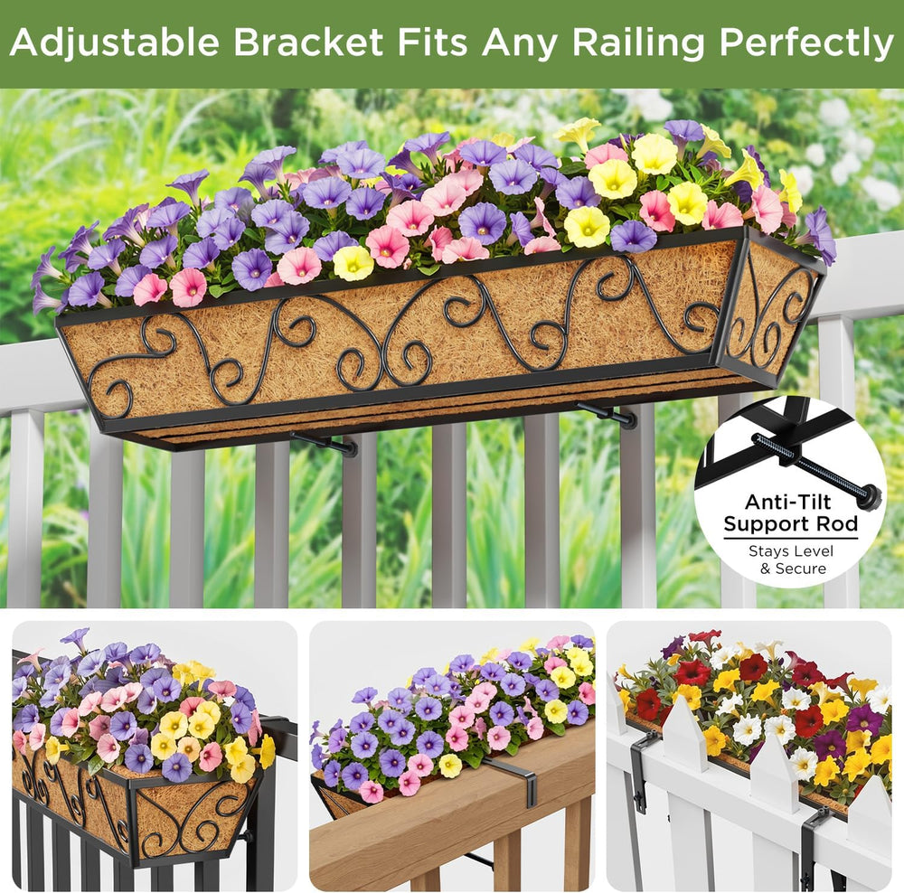 Y&M 30 Inch Butterfly Window Box Planter. Railing Planters for Outdoor Pl...