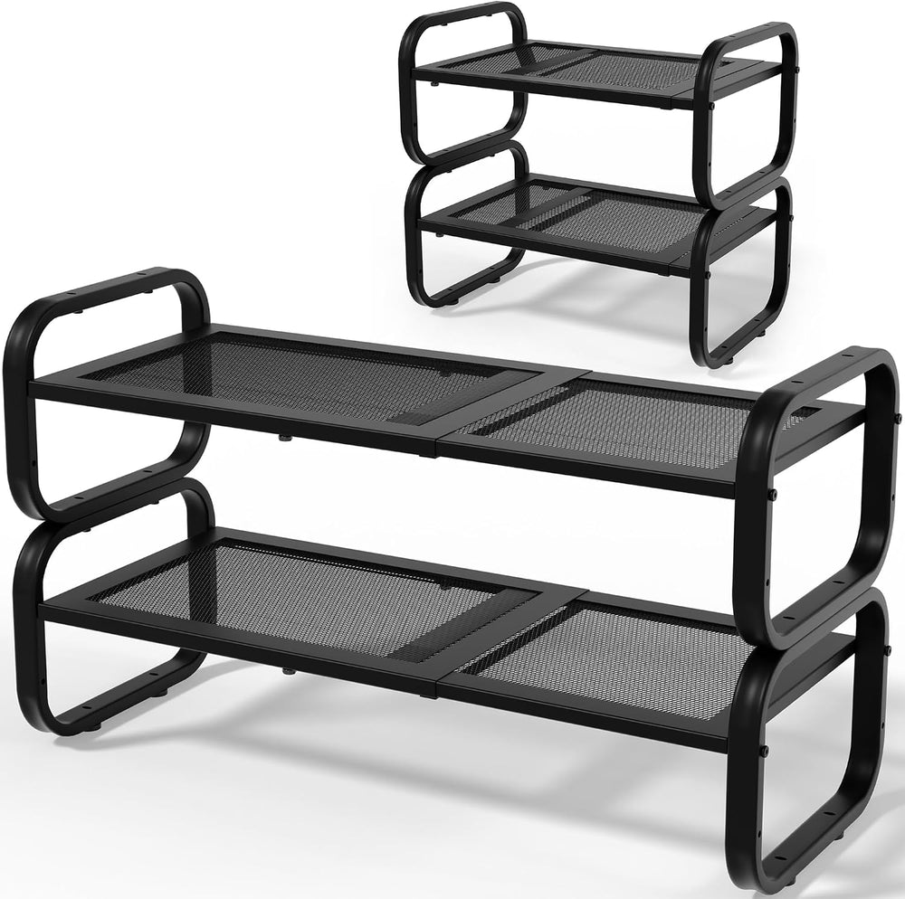 2 Tier Shoe Rack - Expandable Shoe Organizer for Closet