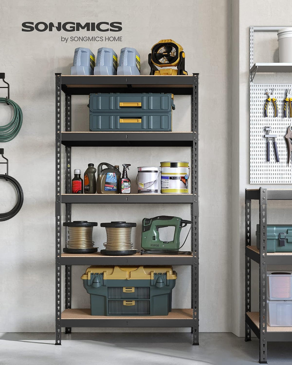 SONGMICS 5-Tier Storage Shelves, Load 2310 lb, Garage Storage, Boltless Assem...