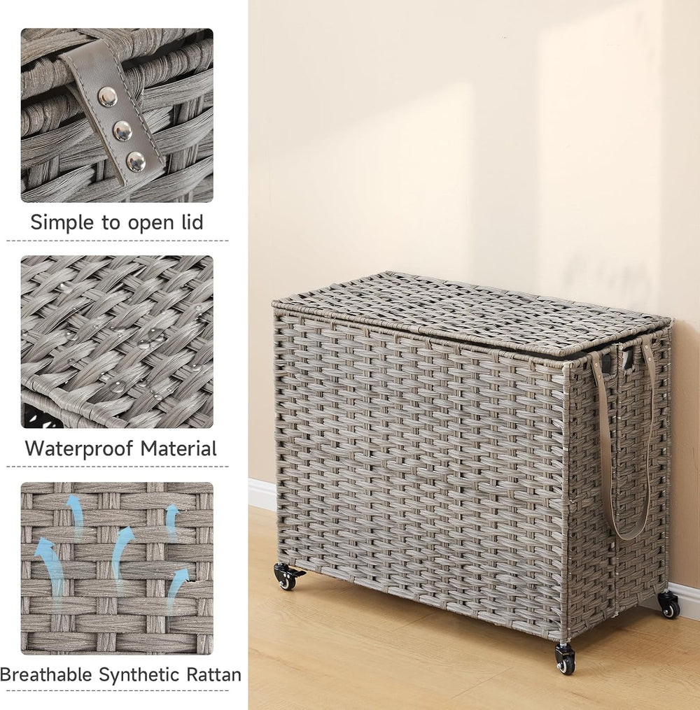 Laundry Hamper with Wheels, 52.8 Gallon(200L) Rolling Laundry Basket with Lid...