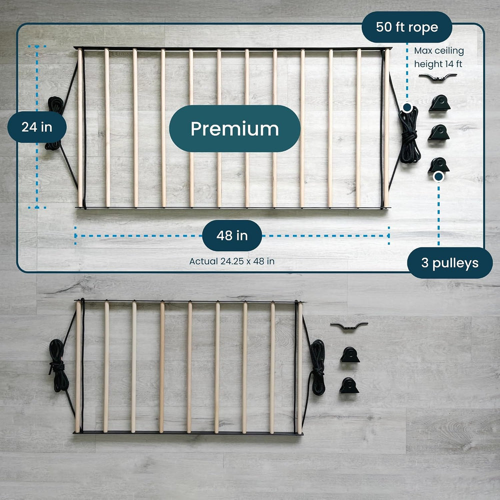 Ceiling Laundry Drying Rack w/Pulley System (48 INCHES)