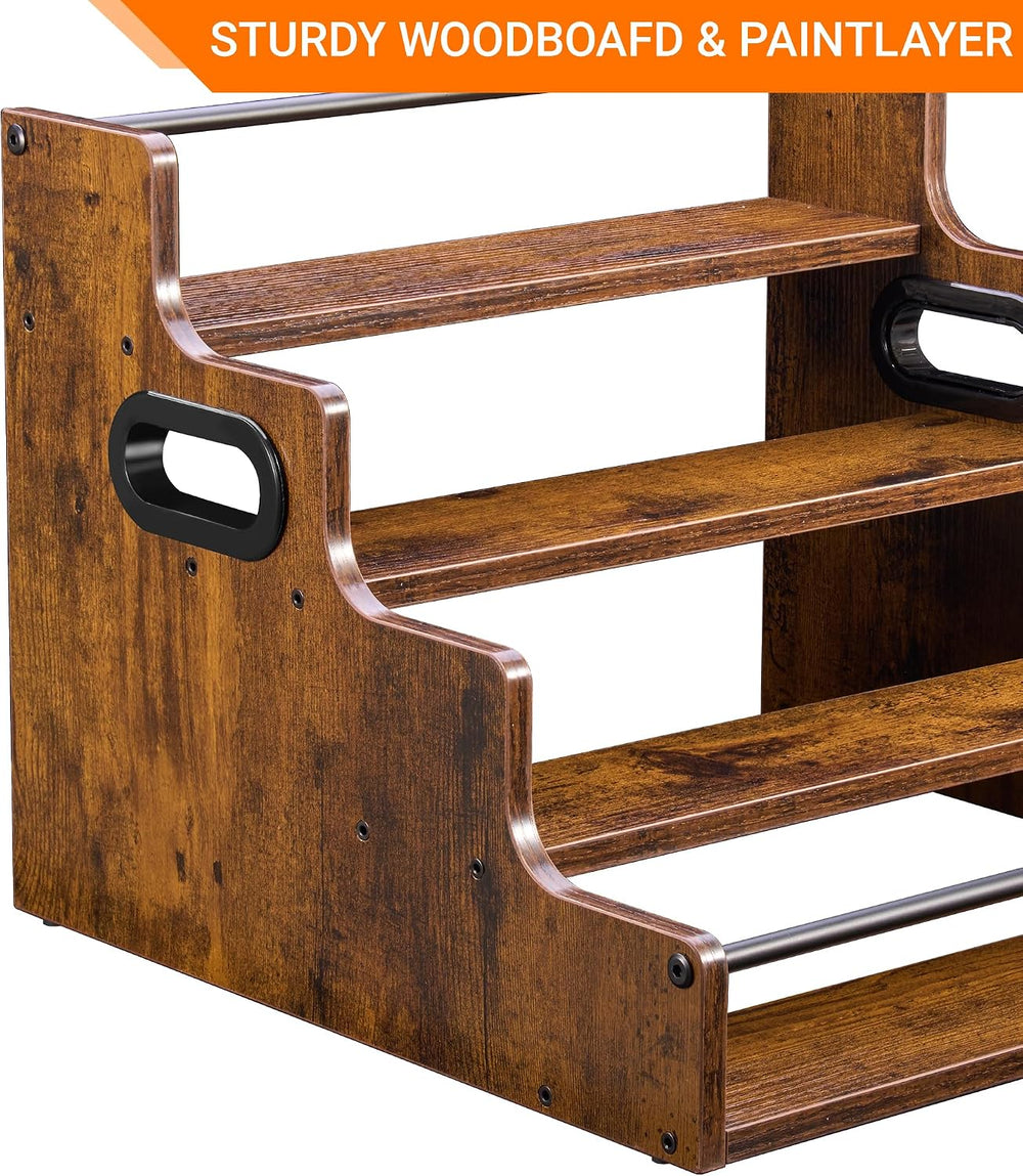 YQBRAO 2-Pack 4-Tier Liquor Bottle Display Shelf, 16-Inch, Rustic Brown