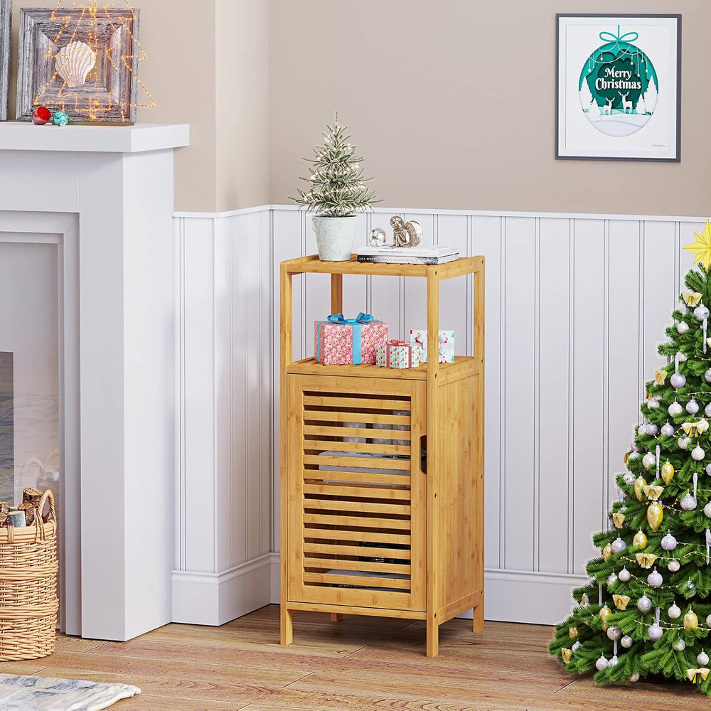 VIAGDO Bamboo Cabinet, Bathroom Storage Cabinet with Single Door and Shelf, F...