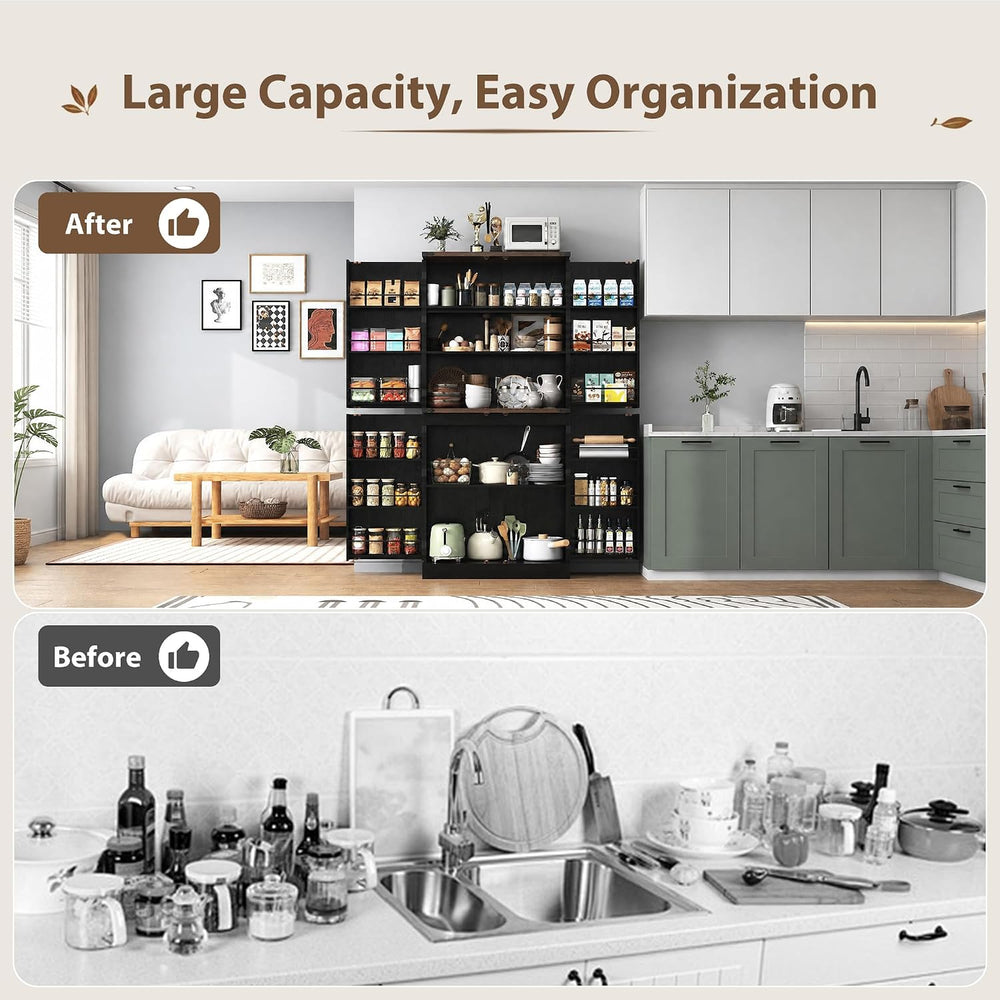 71" Tall Kitchen Pantry Cabinet, Farmhouse Tall Kitchen Storage Cabinet ...