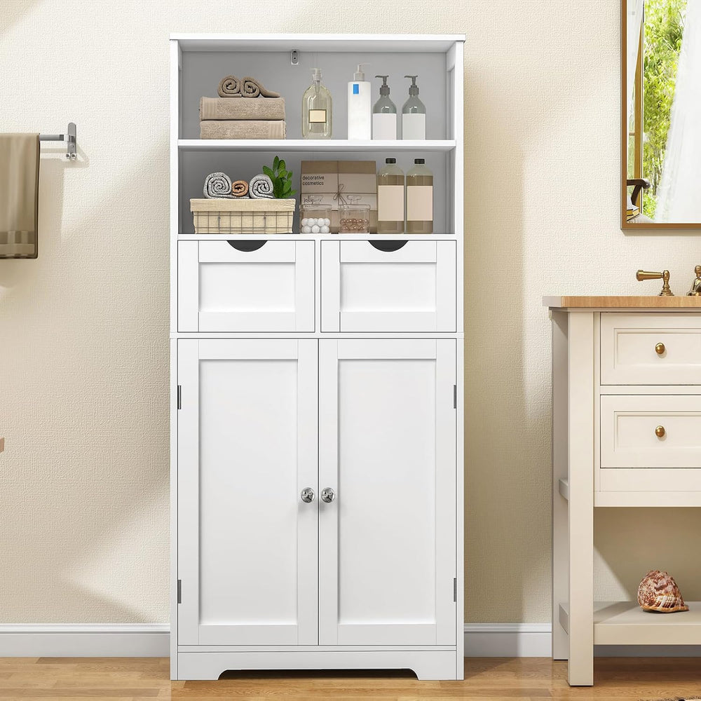Iwell Tall Bathroom Cabinet, Storage Cabinet with Adjustable Shelves, Bathroo...