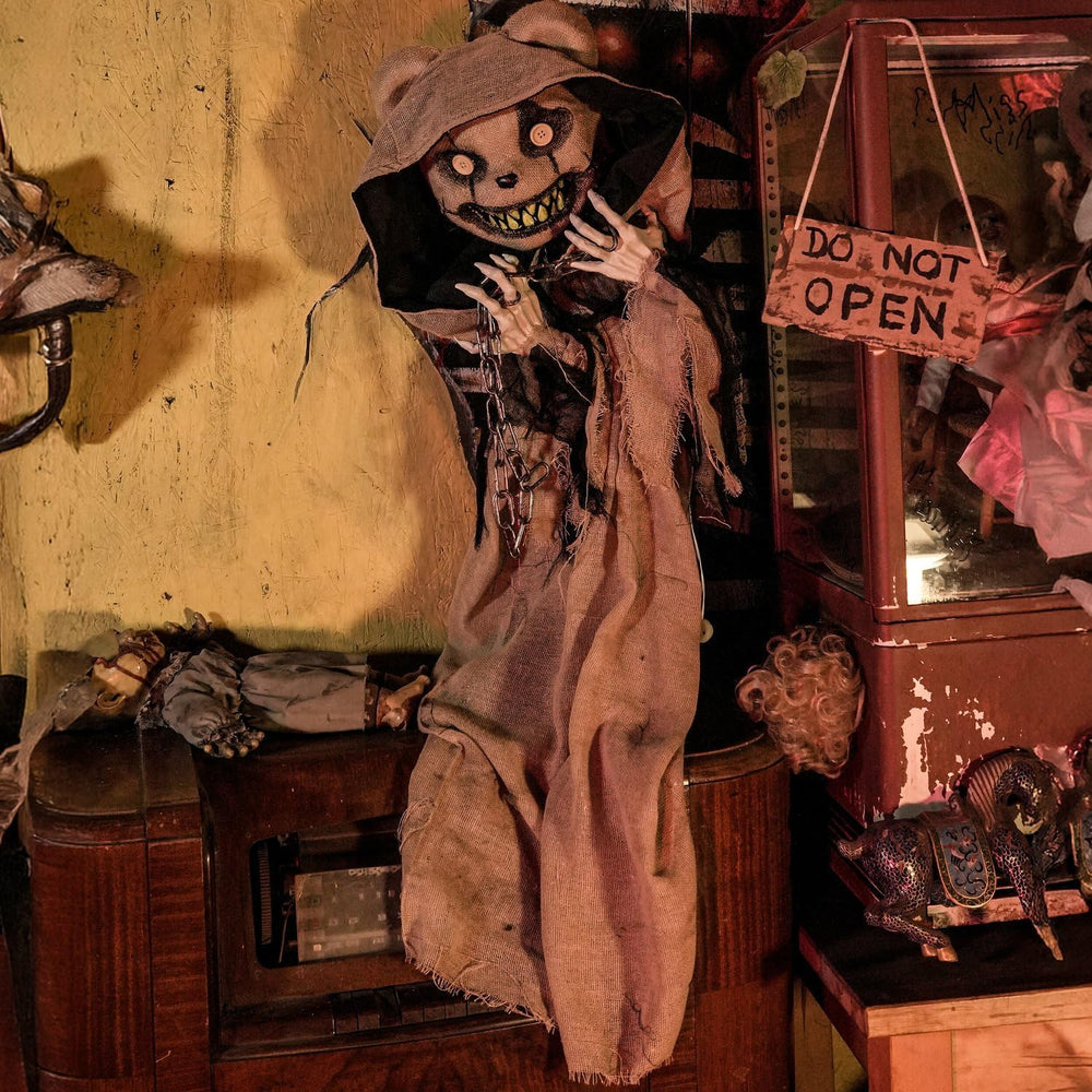 Haunted Hill Farm 3.3-Ft. Burlap Bear Halloween Animatronic