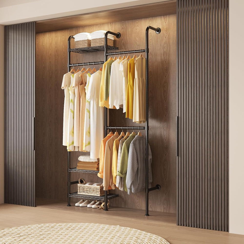 L2 Wall Mounted Pipe Closet System, Matte Black