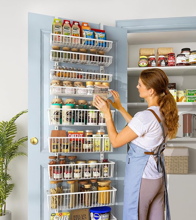 White 9-Tier Over The Door Pantry Organizer, Pantry Organization and Storage
