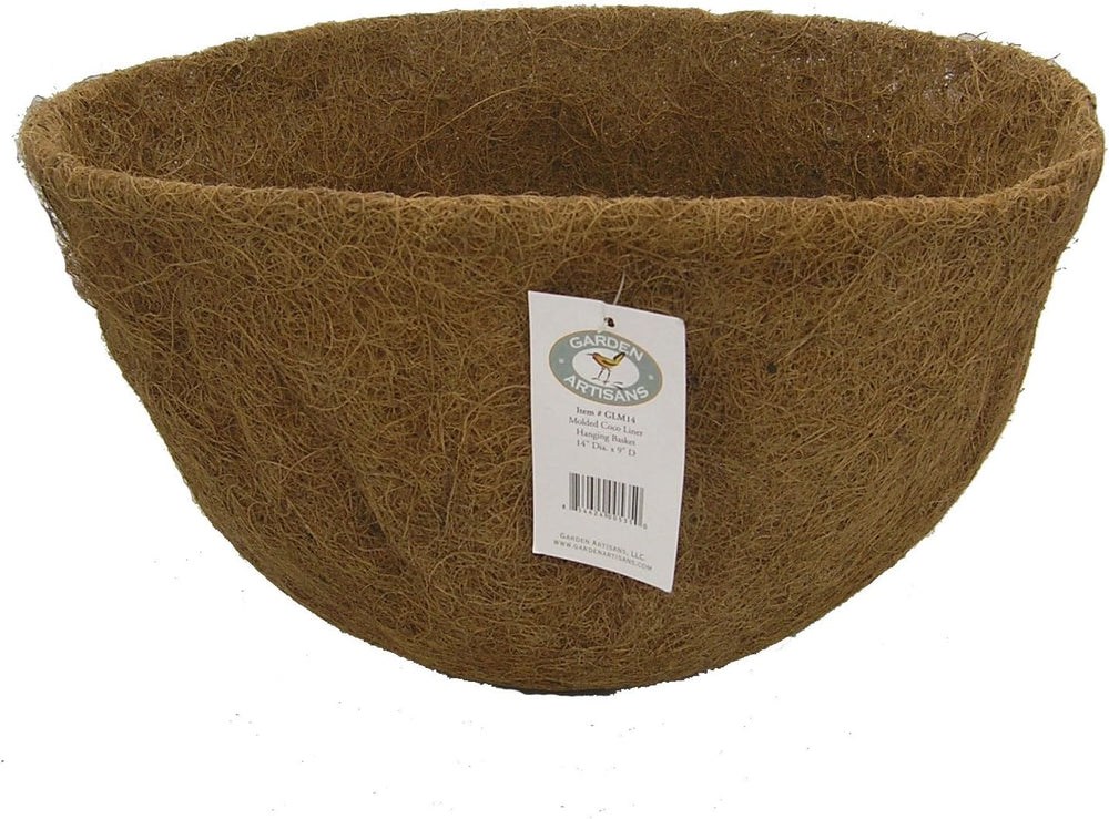 14in x 9in Round Molded Coco Liner for Hanging Basket Planter 4PK