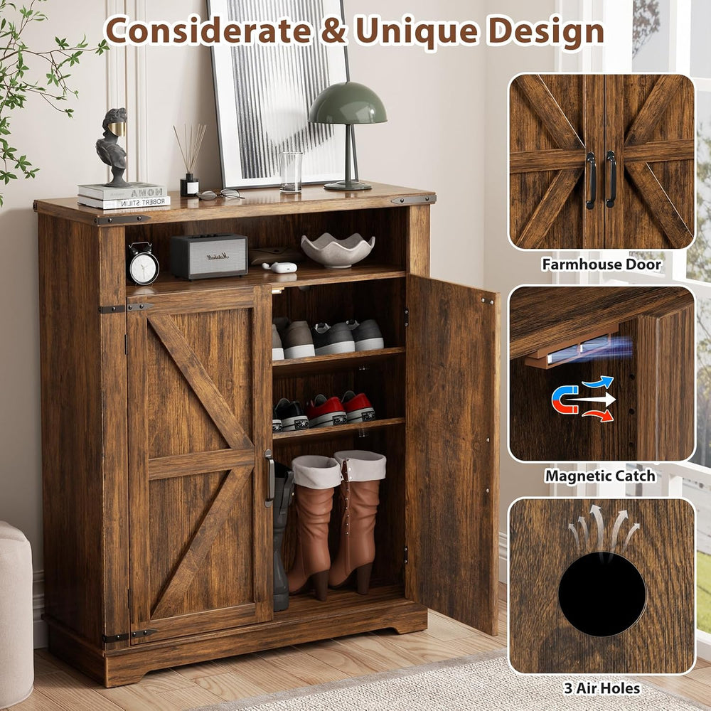 6-Tier Shoe Cabinet Holds Up to 20 Pairs, Entryway Shoe Rack, Brwon