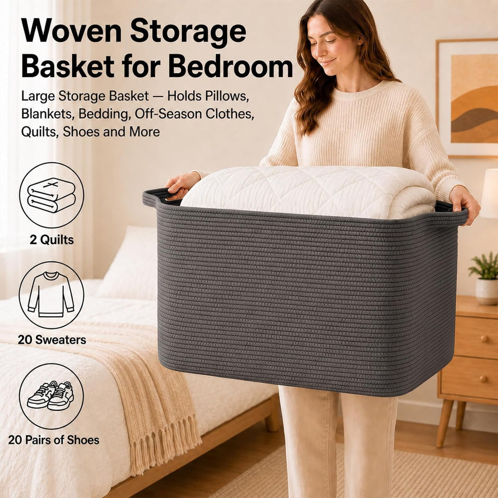 OIASKET 118L Extra Large Blanket Basket Living Room, 24.8"x17.7"x16...